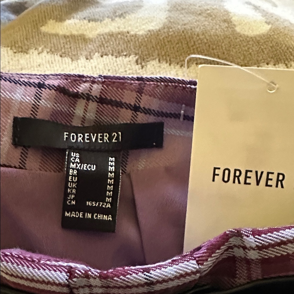 Purple Plaid Pleaded School Girl Mini Skirt Plum with Mock Belt Y2K . NWT - Picture 2 of 4